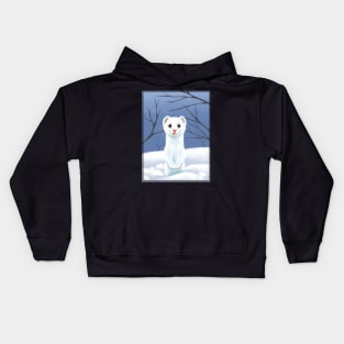 Stoat in the snow Kids Hoodie